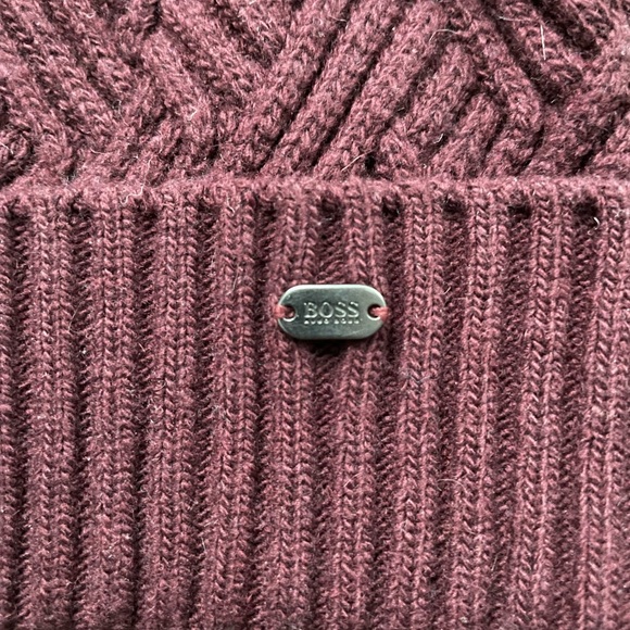 Burgundy Knit Beanie toque Boss by Hugo Boss - Picture 2 of 4